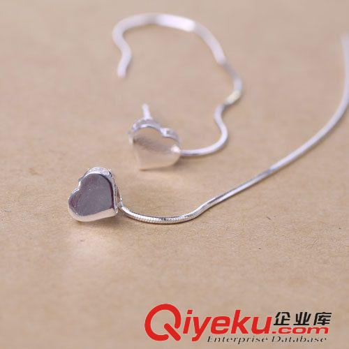 11月份新款更新 925純銀耳釘批發(fā) 后掛式愛心流蘇線條耳墜 義烏銀飾批發(fā) 韓國飾品原始圖片3