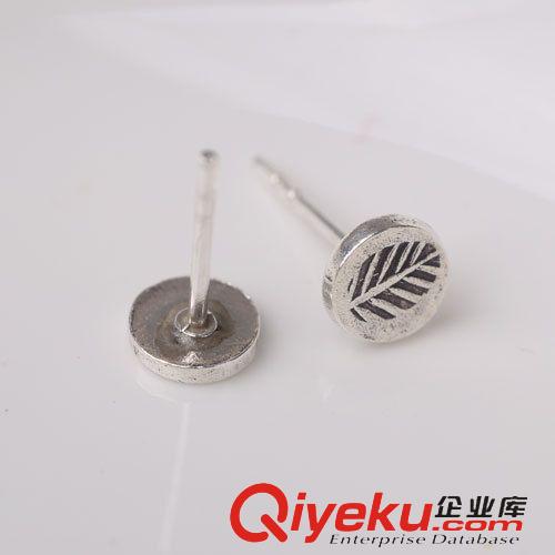 11月份新款更新 925純銀耳釘批發(fā) 泰銀復(fù)古樹(shù)葉化石耳飾 圓形手工小 泰國(guó)工藝精品原始圖片3