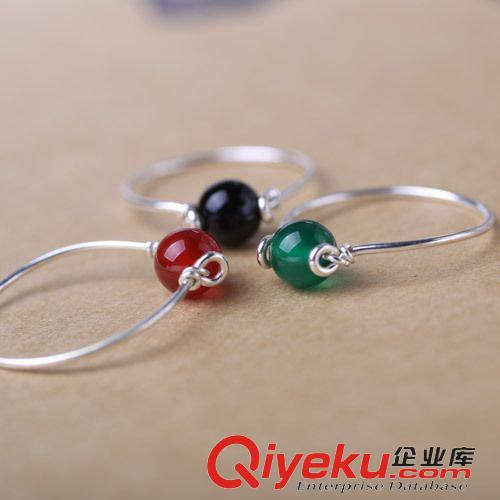 10月份新款更新 925純銀戒指 女士單戒 素銀紅綠黑瑪瑙手工制作戒指 精品韓版戒指原始圖片2