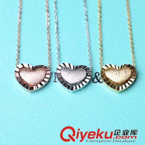 10月份新款更新 925純銀項(xiàng)鏈批發(fā) 女款磨砂愛(ài)心套鏈心中有你 大牌玫瑰金鍍白金原始圖片2