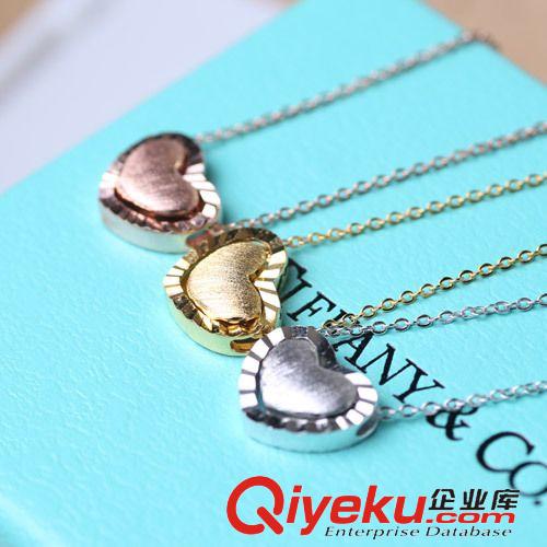 10月份新款更新 925純銀項(xiàng)鏈批發(fā) 女款磨砂愛(ài)心套鏈心中有你 大牌玫瑰金鍍白金原始圖片3