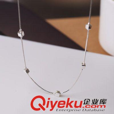 9月份新款更新 925純銀項(xiàng)鏈批發(fā) 女款素銀五方塊套鏈 精品鎖骨鏈簡(jiǎn)約魔方項(xiàng)鏈原始圖片2