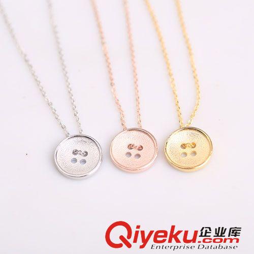 純銀吊墜 套鏈專區(qū) S925純銀項鏈 匹諾曹樸信惠同款幸運紐扣項鏈 韓版女款短款鎖骨原始圖片2
