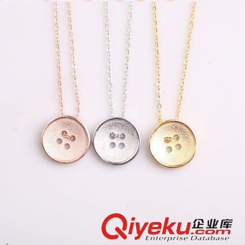 純銀吊墜 套鏈專區(qū) S925純銀項鏈 匹諾曹樸信惠同款幸運紐扣項鏈 韓版女款短款鎖骨原始圖片3
