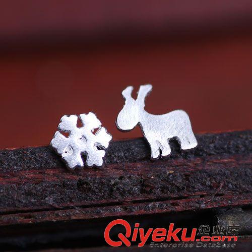 純銀耳釘專區(qū) s925純銀耳釘批發(fā) [素銀雪花麋鹿】小耳釘 圣誕節(jié)禮物耳飾 新款原始圖片2
