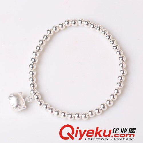 純銀手鏈專區(qū) s925純銀手鏈批發(fā) 素銀轉(zhuǎn)運(yùn)珠珠kt貓貓首飾 純手工銀飾品可愛貓原始圖片2