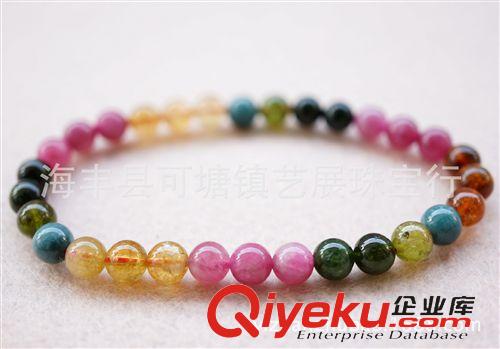 碧璽 藝展 {ctr}巴西彩虹碧璽手鏈 串串帶三顆正藍碧璽 水晶批發