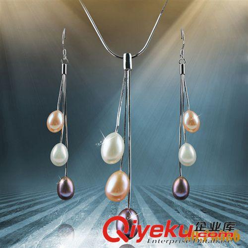 S925純銀產(chǎn)品 rice pearl pendant S925純銀混彩tr淡水珍珠吊墜套裝 三線長款