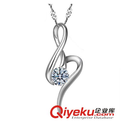 吊墜 廠家飾品批發 一件代發 韓版首飾 925純銀項墜鍍白金女款水語吊