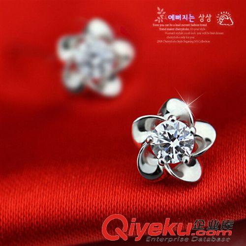 耳釘 925純銀飾品 韓國歐美綻梅耳釘 梅花耳釘耳飾品防過敏鍍白金