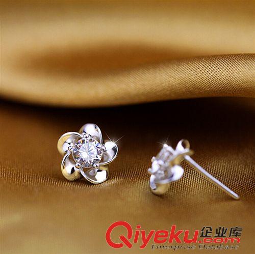 耳釘 925純銀飾品 韓國歐美綻梅耳釘 梅花耳釘耳飾品防過敏鍍白金