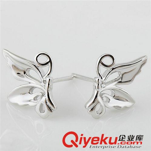 新品上架 925純銀韓國歐美蝴蝶翅膀耳釘女高檔精致蝴蝶耳飾品鍍白金防過敏原始圖片3