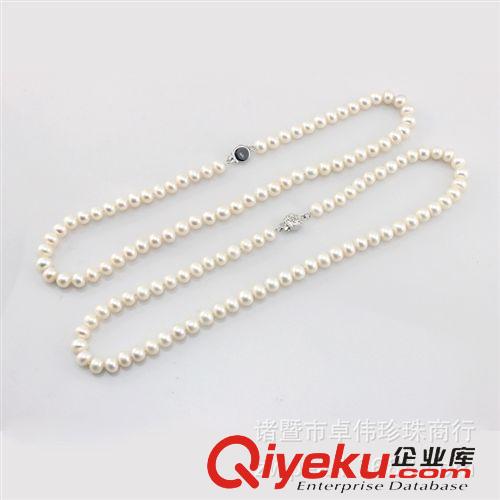 珍珠项链-Pearl necklace 《推荐》珍珠项链 四面光7.5mm项饰 诸暨饰品  中档项链 140636