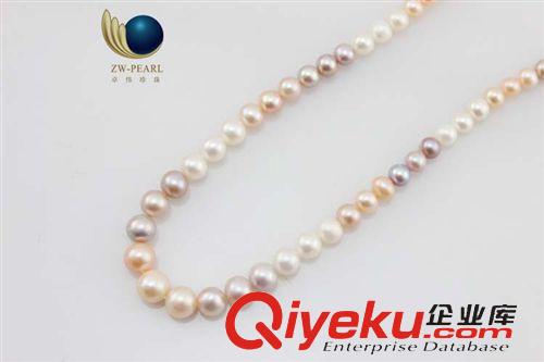 珍珠項(xiàng)鏈-Pearl necklace 批發(fā)淡水珍珠 近圓項(xiàng)鏈 地?cái)傌浽?塔型4.5-8mm混彩 項(xiàng)飾140605原始圖片2