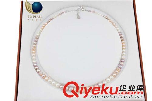 珍珠項(xiàng)鏈-Pearl necklace 批發(fā)淡水珍珠 近圓項(xiàng)鏈 地?cái)傌浽?塔型4.5-8mm混彩 項(xiàng)飾140605原始圖片3