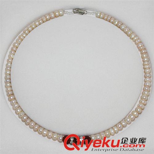 珍珠項鏈-Pearl necklace 卓偉珍珠 淡水珍珠 四面光7mm扁珠瑪瑙項鏈 140935原始圖片2