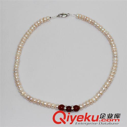 珍珠項鏈-Pearl necklace 卓偉珍珠 淡水珍珠 四面光7mm扁珠瑪瑙項鏈 140935原始圖片3