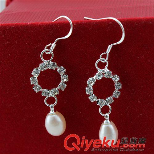 珍珠耳飾-Pearl ear ornament 珍珠耳環(huán) 7mm帶鉆耳圈耳環(huán) 外貿(mào)出口首飾 140824