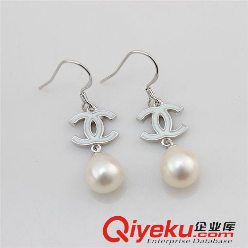 珍珠耳飾-Pearl ear ornament 珍珠耳環(huán) 淡水珍珠 雙C925銀配件飾品批發(fā) 140809