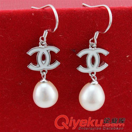 珍珠耳飾-Pearl ear ornament 珍珠耳環(huán) 淡水珍珠 雙C925銀配件飾品批發(fā) 140809