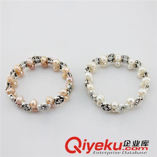 珍珠手鏈-Pearl bracelet 卓偉珍珠 泰銀手鏈梅花型 5-6mm沖頭珍珠手鏈 飾品批發(fā)131202