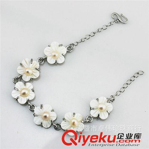 珍珠手鏈-Pearl bracelet 夜市地?cái)傂缕尕浽?外貿(mào)出口首飾 6朵梅花貝殼珍珠手鏈 140634原始圖片3