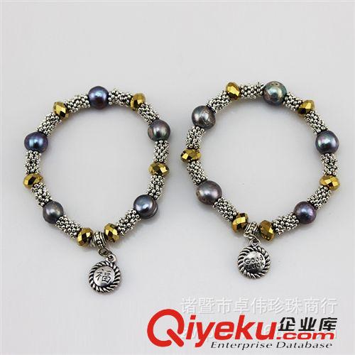 珍珠手鏈-Pearl bracelet 外貿(mào)出口首飾 珍珠手鏈 泰銀配件 福紫色沖頭珠 140624原始圖片2