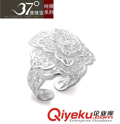 仿銀系列 原創(chuàng)手工飾品民族風(fēng)玫瑰花戒指990純銀女鏤空開口銀指環(huán)送女友