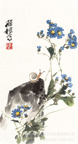 現代書畫名家C 【倉吉堂藝品 廠家供應名家字畫】陳葆棣  花卉草蟲小品24×45原始圖片3