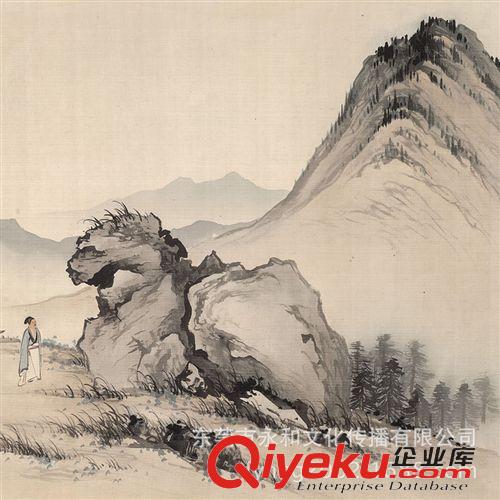 現代書畫名家C 【廠家批發供應gf名家字畫】陳少梅 獅子巖圖52X64原始圖片2
