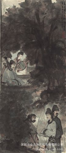 現代書畫名家F 【廠家批發gf名家字畫】傅抱石  瀑布30×54