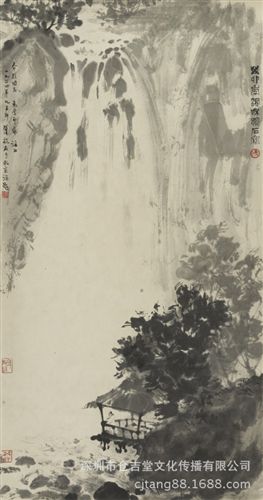 現代書畫名家F 【廠家批發gf名家字畫】傅抱石  瀑布30×54