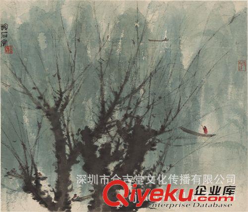 現(xiàn)代書畫名家F 【廠家批發(fā)gf名家字畫】傅抱石 柳畔62.4x53.3