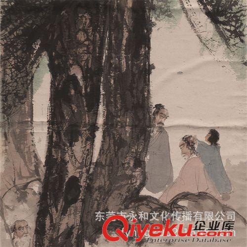 現代書畫名家F 【廠家批發gf名家字畫】傅抱石  九老圖60×181原始圖片2