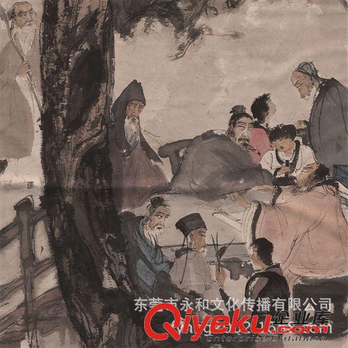 現代書畫名家F 【廠家批發gf名家字畫】傅抱石  九老圖60×181原始圖片3
