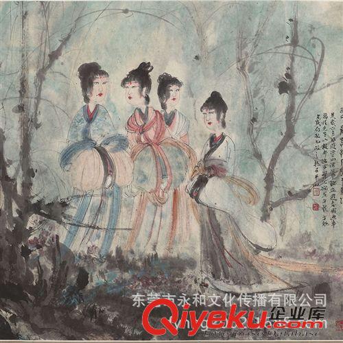 現代書畫名家F 【廠家批發gf名家字畫】傅抱石  游春圖119×19原始圖片2