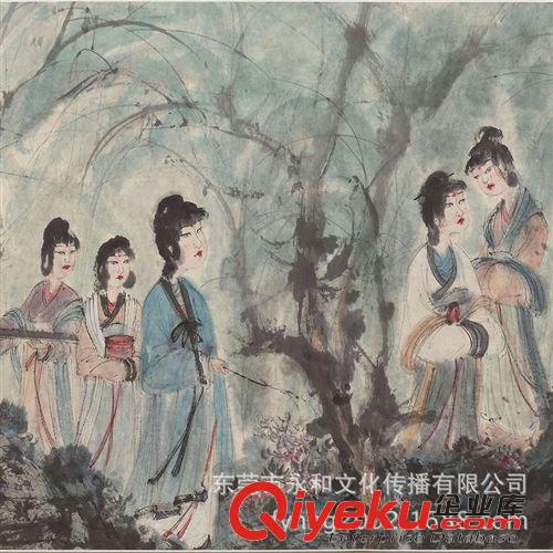 現代書畫名家F 【廠家批發gf名家字畫】傅抱石  游春圖119×19原始圖片3