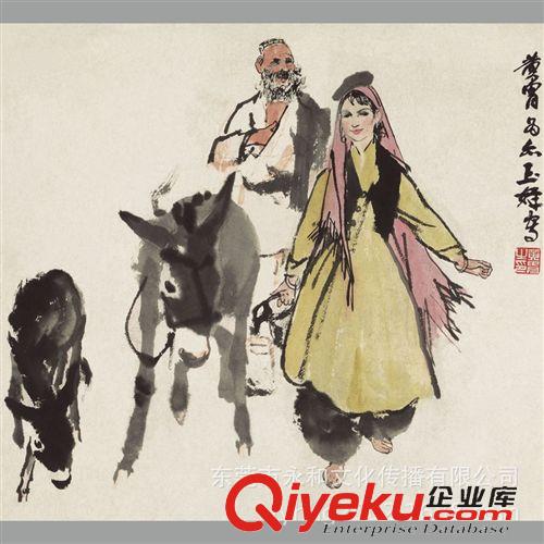 現代書畫名家H 【廠家批發gf名家字畫】何家英  蕉蔭品茗圖69×135