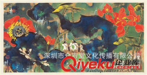 現代書畫名家H 【廠家批發gf名家字畫】韓天衡 荷花03-101×52