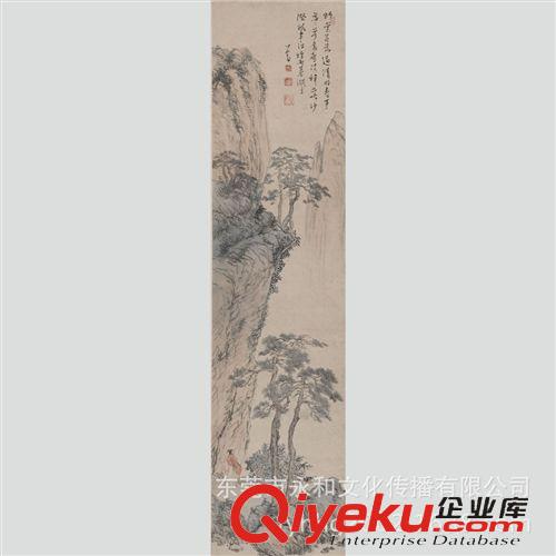 現代書畫名家P 【倉吉堂藝品 gf名家字畫批發】溥心畬  松樹人物圖軸130X31