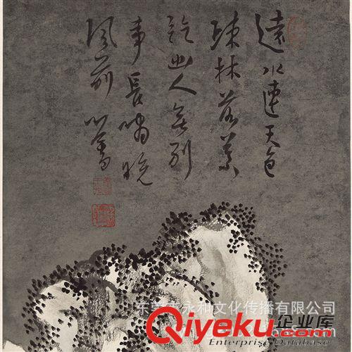 現代書畫名家P 【倉吉堂藝品 gf名家字畫批發】溥心畬  遠水疏林圖27×112原始圖片2