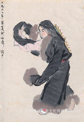 現代書畫名家Y 【倉吉堂藝品 gf名家字畫批發】葉淺予  夏河之舞57×82
