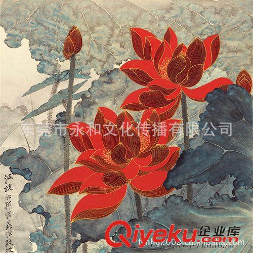 現代書畫名家Z 生產供應 張大千金線荷花60×133.6 gd畫心批發原始圖片2