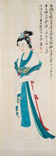 現代書畫名家Z 【倉吉堂藝品 廠家供應名家字畫】張大千 仕女41.4×114