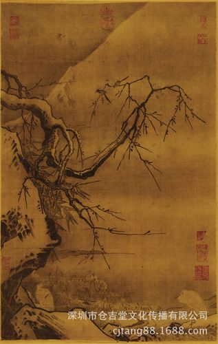 古代繪畫 【gf復(fù)制中國(guó)歷代書畫珍品】南宋  馬遠(yuǎn)  雪灘雙鷺圖