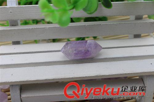 吊墜／吊牌 盛記寶石10*27mmtr粉晶 紫晶雙尖六角護(hù)柱 不帶孔DIY飾品配件原始圖片3