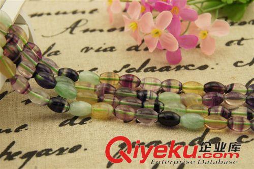 彩螢石 盛記寶石廠家8*12mm/10*14mm天然彩瑩石米珠DIY飾品配件串珠材料原始圖片2