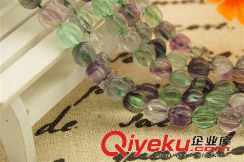 彩螢石 廣東東莞8-10mmtr彩瑩石南瓜珠散珠子半成品 飾品DIY配件批發(fā)