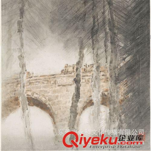 現(xiàn)代書畫名家 G 【廠家批發(fā)gf名家字畫】高劍父  林蔭橋影47×135原始圖片2
