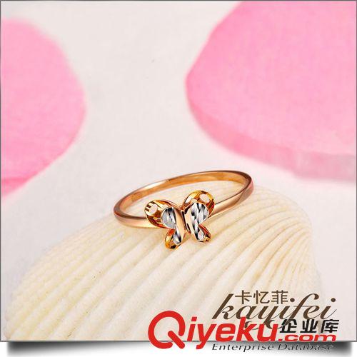 戒指 18K彩金女款戒指 送兒女可愛蝴蝶尾戒 zpGAu750閃亮新戒環(huán)包郵